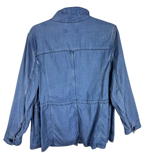 Talbots Blue Classic Field Jacket Collared Lightweight Button Up Jacket Size 1XP - Picture 6 of 12